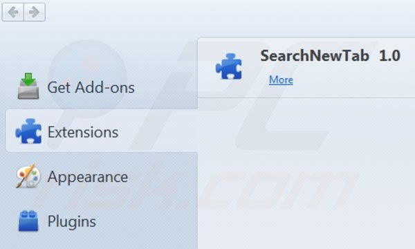 Usuwanie websearch.searchbomb.info z rozszerzeń Mozilla Firefox