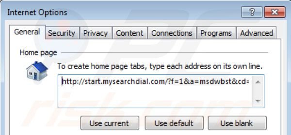 Usuwanie mysearchdial.com ze strony domowej Internet Explorer