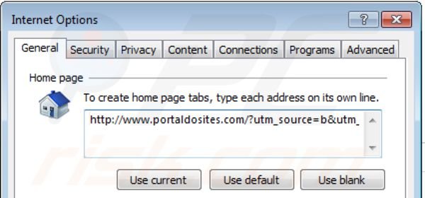 Usuwanie portaldosites.com ze strony domowej Internet Explorer
