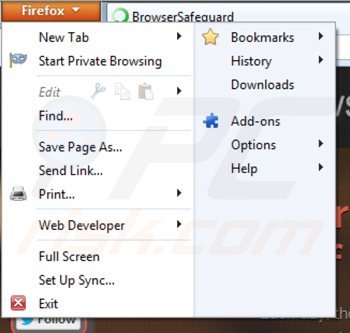 Usuwanie browsersafeguard z Mozilla Firefox krok 1
