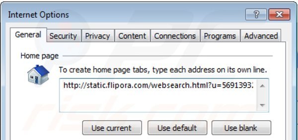 Usuwanie static.flipora.com ze strony domowej Internet Explorer