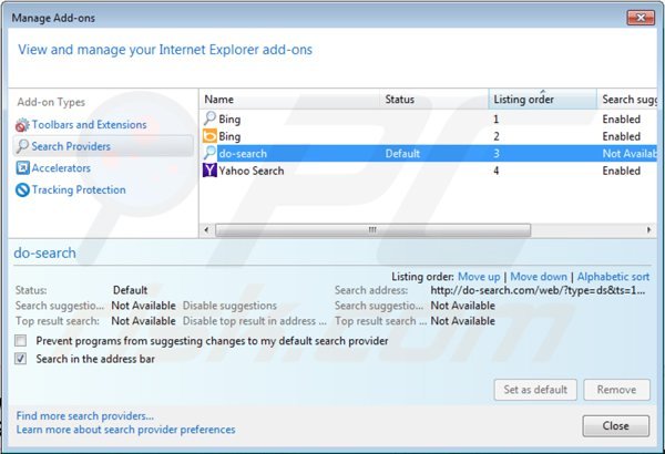 Usuwanie 22find.com z ustawień domyślnej wyszukiwarki Internet Explorer