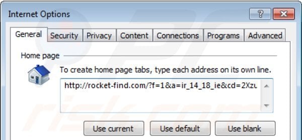 Usuwanie rocket-find.com ze strony domowej Internet Explorer