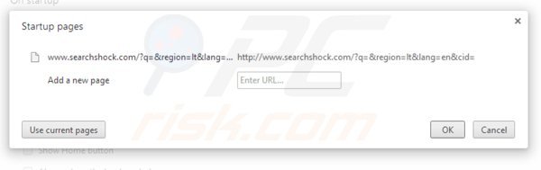 Usuwanie searchshock.com ze strony domowej Google Chrome