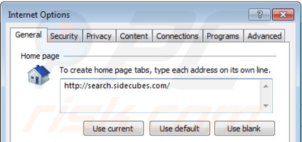 Usuwanie search.sidecubes.com ze strony domowej Internet Explorer
