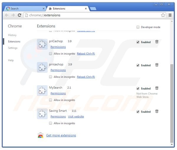 Usuwanie websearch.wonderfulsearches.info z powiązanych rozszerzeń Google Chrome