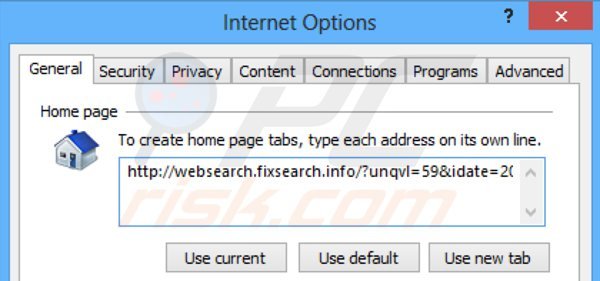 Usuwanie websearch.fixsearch.info ze strony domowej Internet Explorer