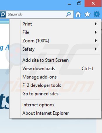 Usuwanie reklam information z Internet Explorer krok 1