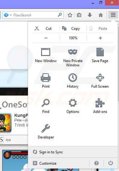 Usuwanie reklam OneSoftPerDay z Mozilla Firefox krok 1