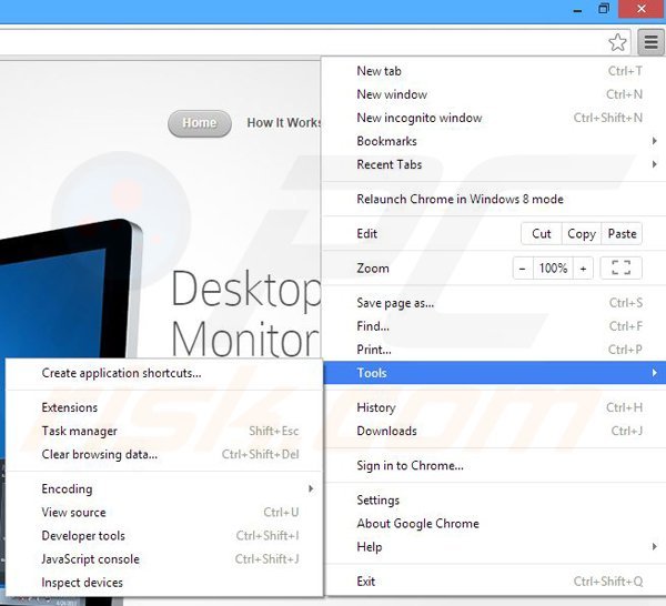 Usuwanie reklam Desktop Temperature Monitor z Google Chrome krok 1