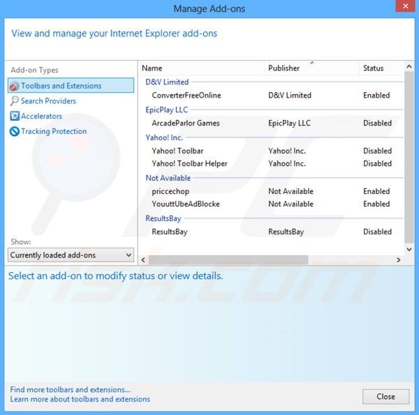 Usuwanie powiązanego adware KNCTR z Internet Explorer krok 2