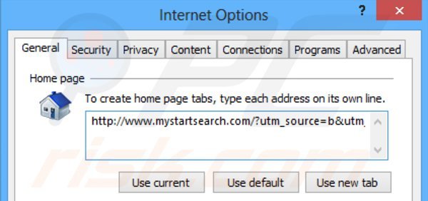 Usuwanie mystartsearch.com ze strony domowej Internet Explorer