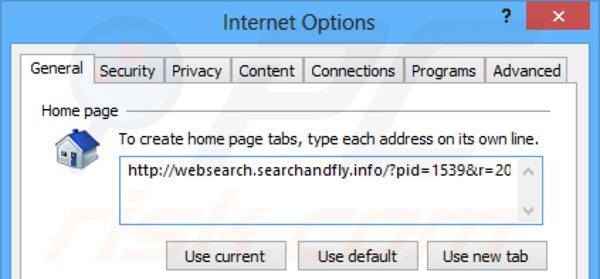 Usuwanie websearch.searchandfly.info ze strony domowej Internet Explorer