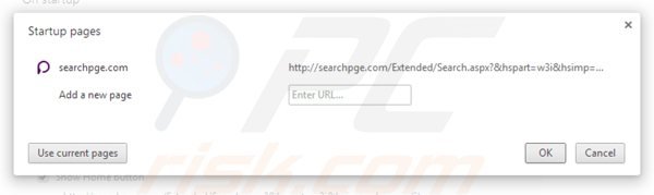 Usuwanie searchpge.com ze strony domowej Google Chrome