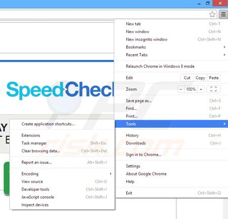 Usuwanie reklam SpeedCheck z Google Chrome krok 1