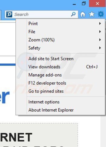 Usuwanie reklam SpeedCheck z Internet Explorer krok 1