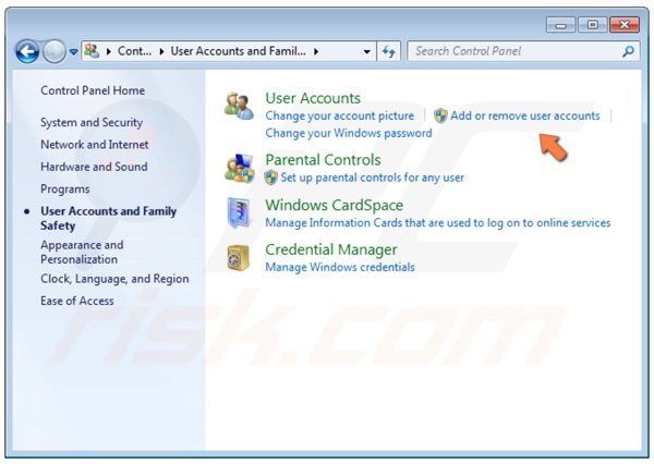 Panel sterowania Windows 7 - dodaj lub usuń konta użytkowników