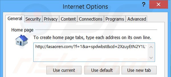 Usuwanie lasaoren.com ze strony domowej Internet Explorer