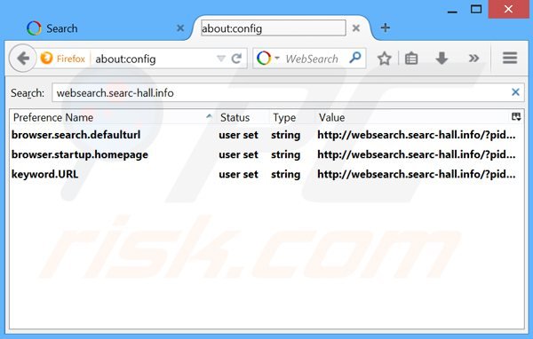 Usuwanie websearch.searc-hall.info z domyślnej wyszukiwarki Mozilla Firefox