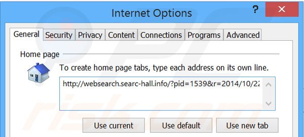 Usuwanie websearch.searc-hall.info ze strony domowej Internet Explorer