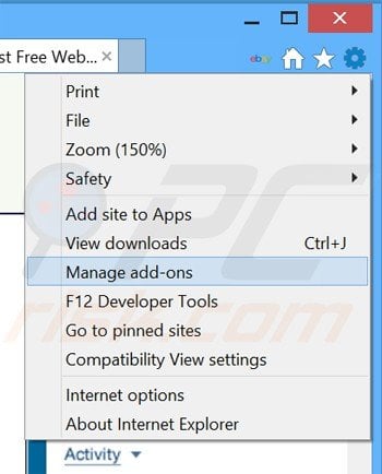 Removing Safe Web ads from Internet Explorer step 1