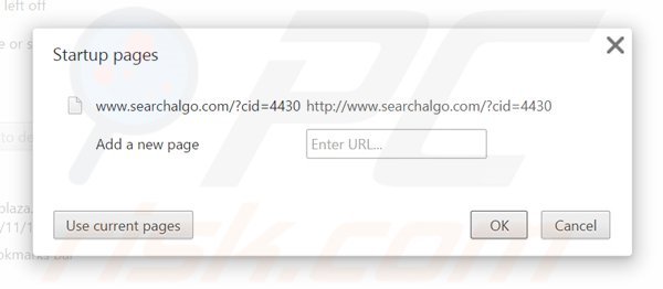 Usuwanie Searchalgo.com ze strony domowej Google Chrome