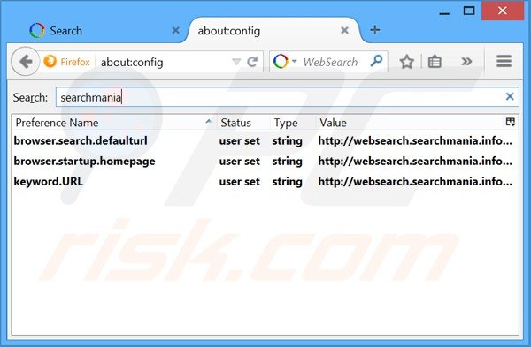 Usuwanie websearch.searchmania.info z domyślnej wyszukiwarki Mozilla Firefox