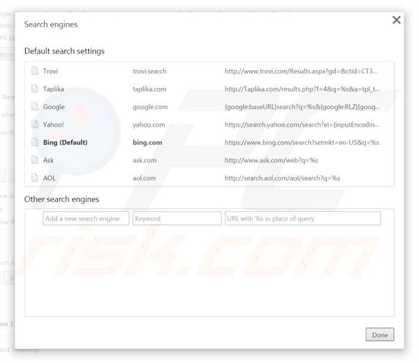 Removing BingProtect from Google Chrome default search engine