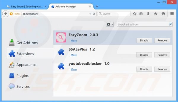 Removing Eazy Zoom ads from Mozilla Firefox step 2