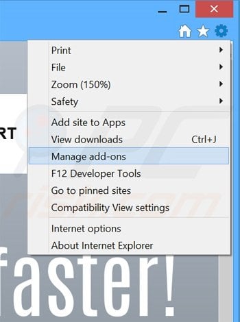 Removing LinkWiz ads from Internet Explorer step 1