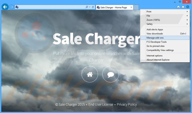 Removing Sale Charger ads from Internet Explorer step 1