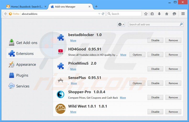 Removing buzzdock ads from Mozilla Firefox step 2