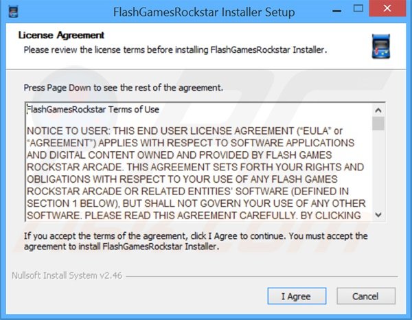 FlashGamesRockstar adware installer set-up