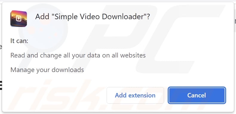 Narzędzie pobierania Simple Video Downloader proszące o różne pozwolenia