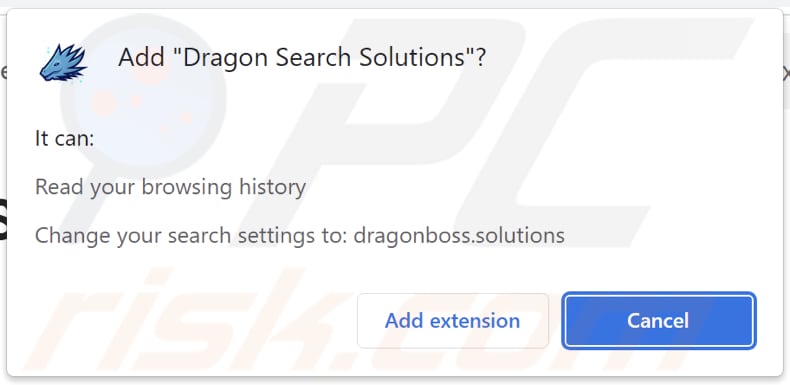 Porywacz przeglądarki Dragon Search Solutions proszący o pozwolenia