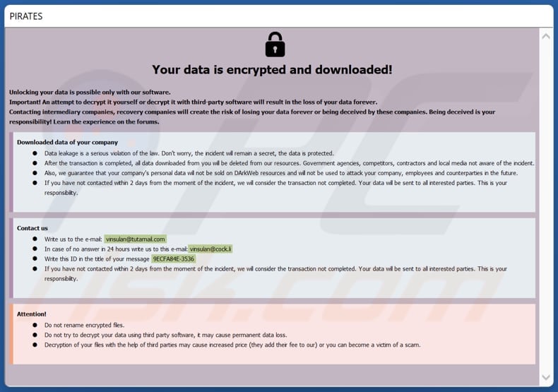 Okno pop-up z notatką z żądaniem okupu ransomware Dzen (info.hta)