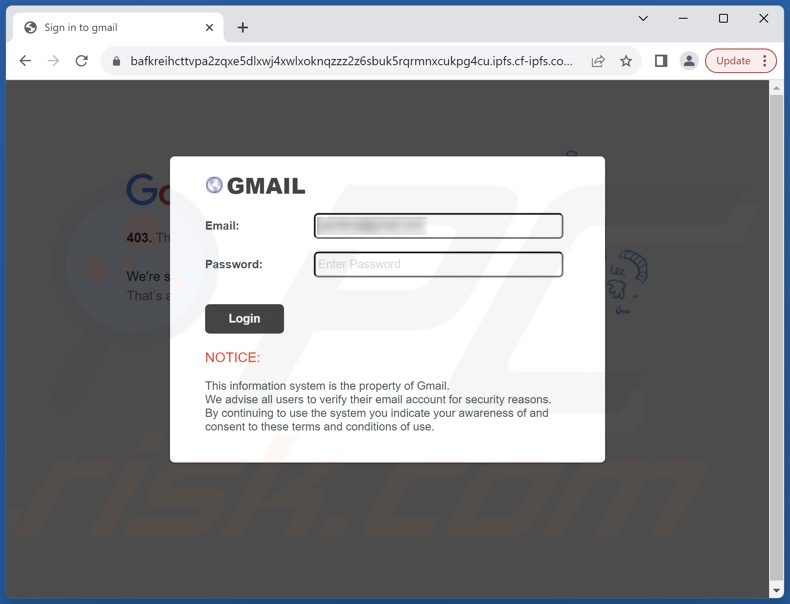 Agreement Update oszukańcza wiadomość e-mail promowała witrynę phishingową