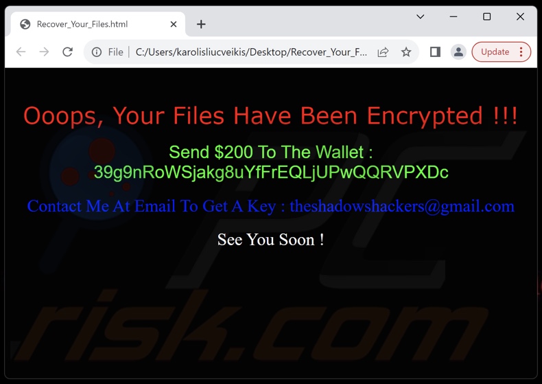 BlackSkull plik tekstowy ransomware (Recover_Your_Files.html)
