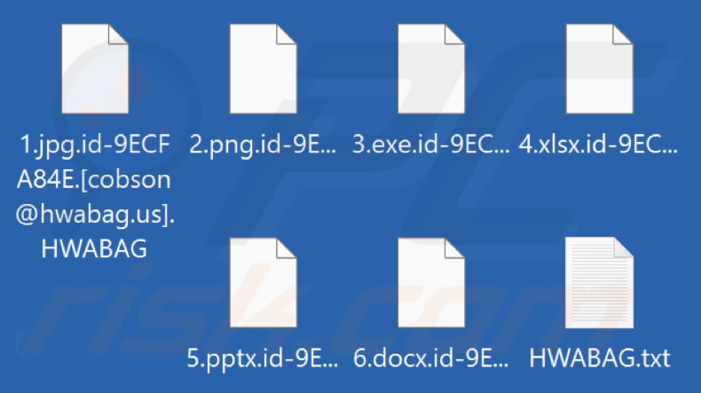 Pliki zaszyfrowane przez ransomware HWABAG (rozszerzenie .HWABAG)