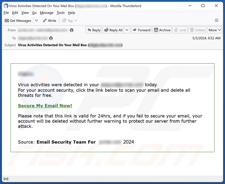 Virus Activities Were Detected Kampania spamowa e-mail