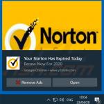 Oszustwo pop-up Norton Subscription Has Expired Today promowane przez powiadomienia przeglądarki (przykład 1)