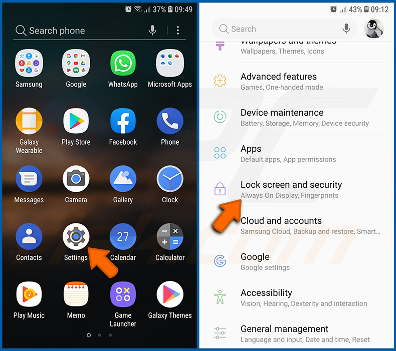 Wyłączanie aplikacji na Androida posiadających uprawnienia administratora (krok 1) 