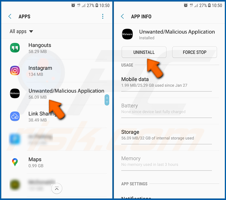 Usuwanie niechcianych/złośliwych aplikacji z systemu operacyjnego Android (krok 2)