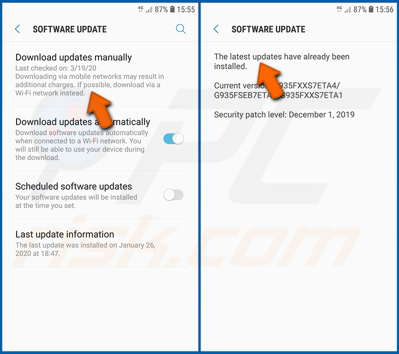 Instalowanie aktualizacji oprogramowania w systemie operacyjnym Android (krok 2)