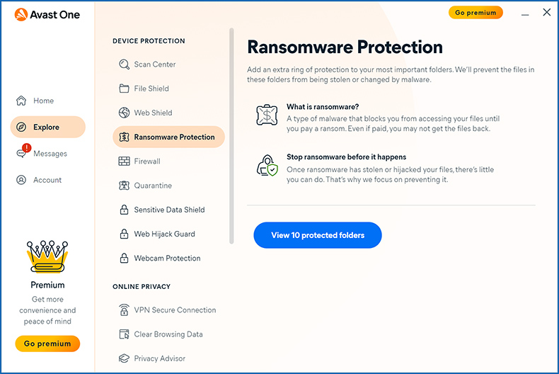 Ochrona ransomware Avast One