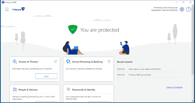 Appearance of F-Secure Anti-Virus