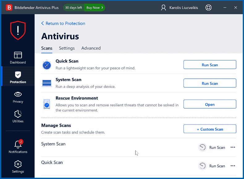 Wygląd Bitdefender Antivirus Plus (GIF)