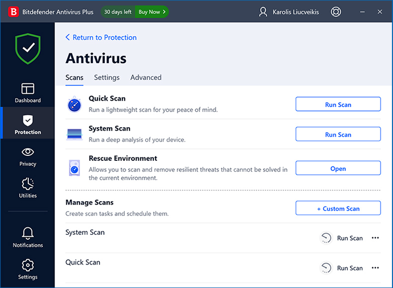 Skan Bitdefender Antivirus Plus