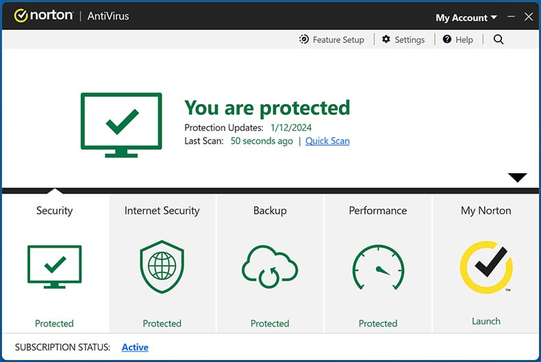 Panel Norton AntiVirus Plus