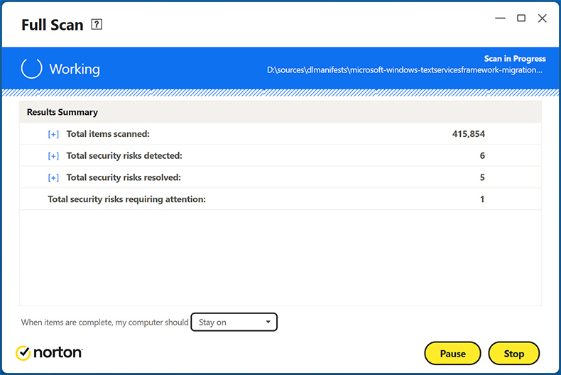 Skan Norton AntiVirus Plus